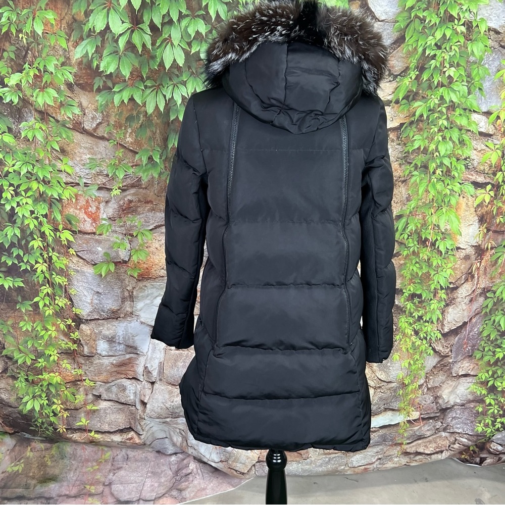 DEREK LAM 10 CROSBY Black Designer Cozy Duck Down and Fox Fur Parka, XS - Picture 10 of 16